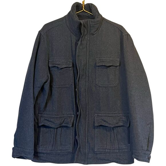 Aeropostale Gray Wool Blend Military Jacket Large Quilted Y2K Outerwear - Picture 1 of 12